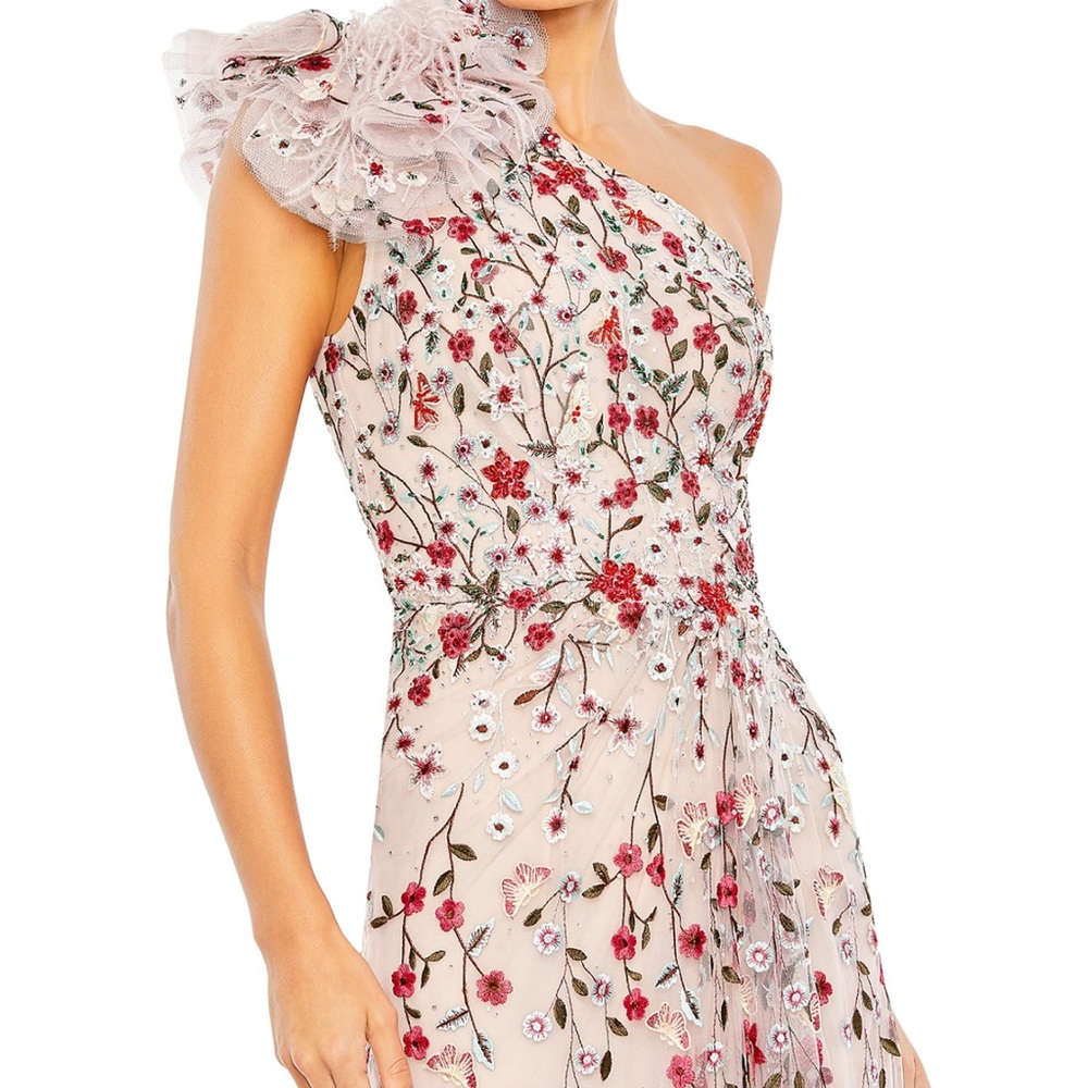Mac Duggal Red One Shoulder Asymmetrical Dress